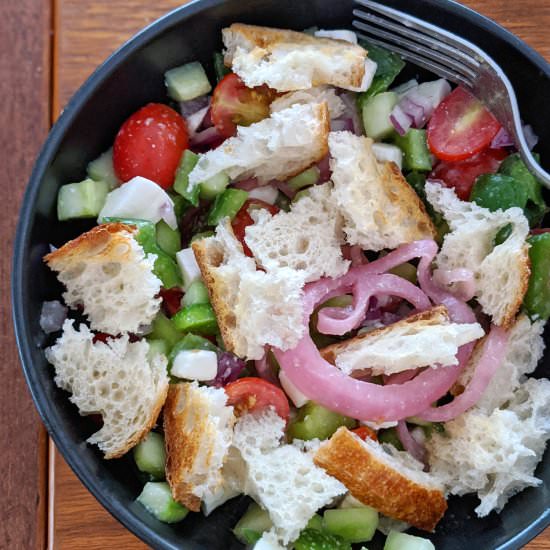 Panzanella with Picked Red Onions - Recipe photo by seeksatiation