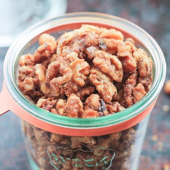 Savory Garlic Onion Spiced Walnuts - Recipe photo by thehonoursystem