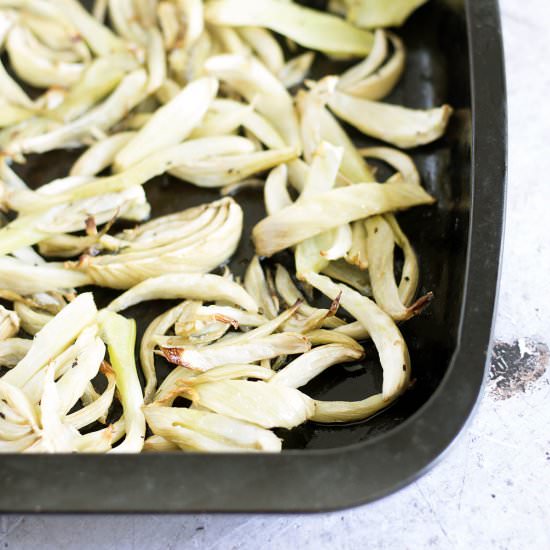 Roasted fennel with lemon - Recipe photo by Mandy Sneaky Veg