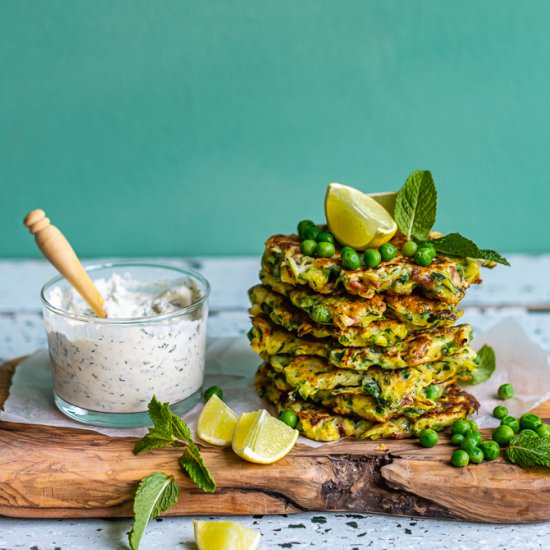 Zucchini and Pea Fritters - Recipe photo by heinstirred