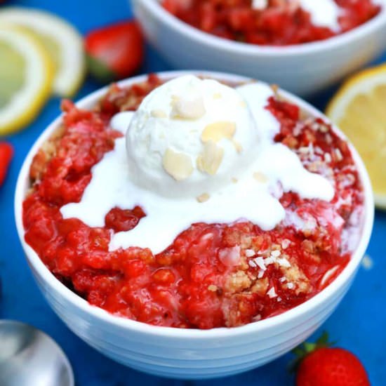 Strawberry Crisp - Recipe photo by peasandpeonies