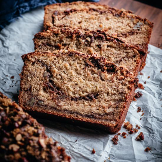 Nutella Swirled Banana Bread - Recipe photo by cookingwithwineblog