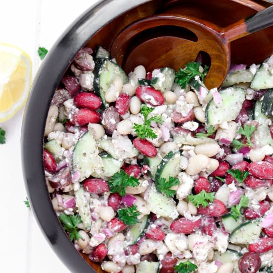 Mediterranean Bean Salad - Recipe photo by The Traveling Dietitian
