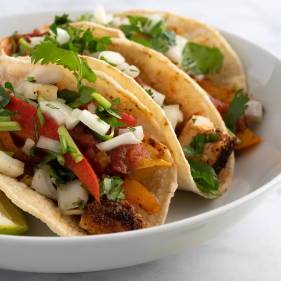 Chicken Fajita Tacos (Lower-Sodium) - Recipe photo by heartypalate