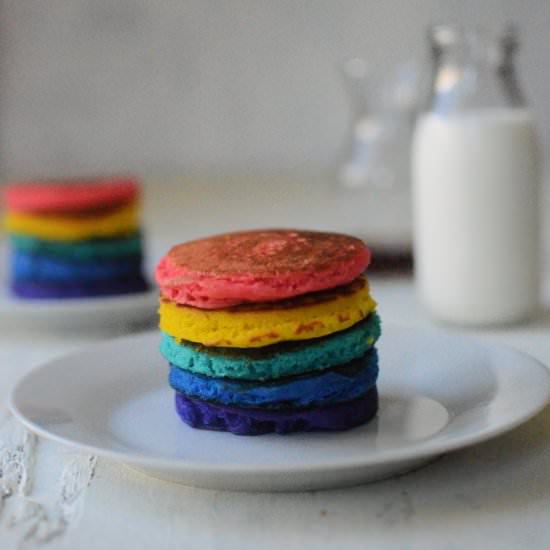 Rainbow Pancakes - Recipe photo by notacurry.com