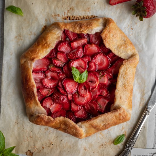 Strawberry Basil Galette - Recipe photo by bakingistherapy