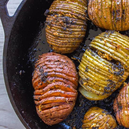 Sage and Garlic Hasselback Potatoes - Recipe photo by vancouverwithlove