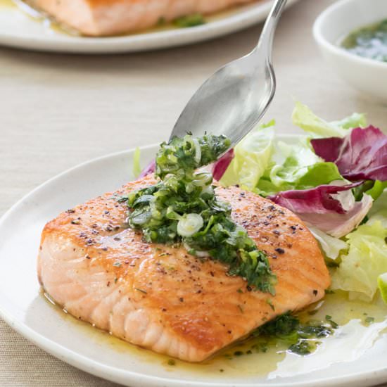 Salmon with Cilantro-Scallion Salsa - Recipe photo by jillshough