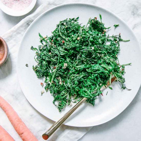 Sautéed Carrot Greens - Recipe photo by forkintheroad