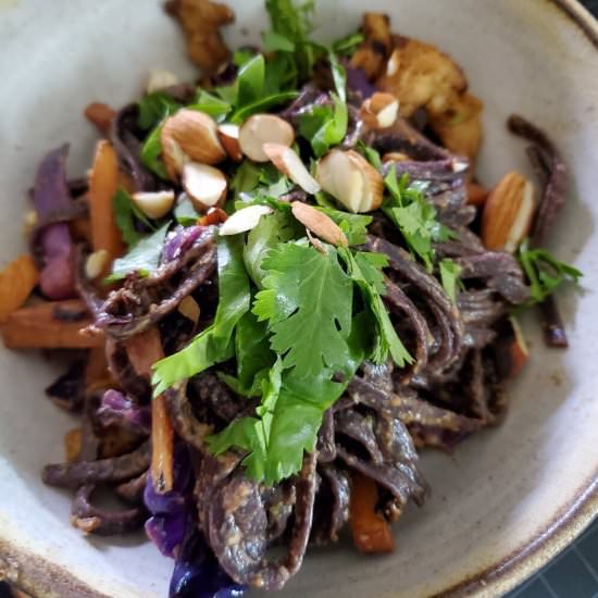 Tangy Nut Butter Noodles - Recipe photo by ChickpeasAndSpice