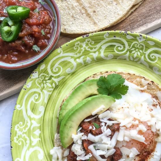 Huevos Rancheros with Refried Beans - Recipe photo by angelatempest
