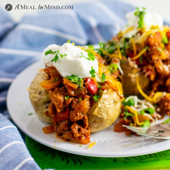 Sloppy Joe Stuffed Potatoes GF - Recipe photo by a meal in mind