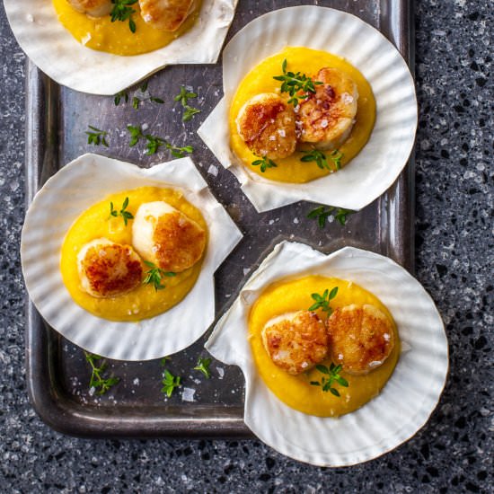 Lemon Butter Scallops on Kabocha - Recipe photo by primalwellnesscoach