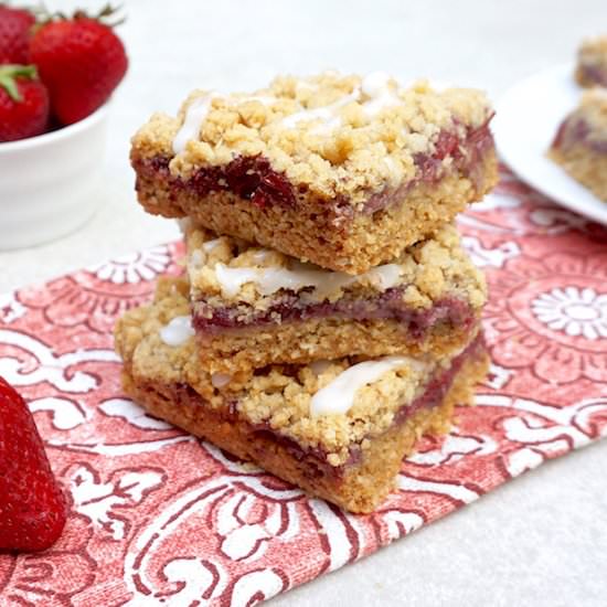 Strawberry Rhubarb Bars - Recipe photo by anothertablespoon