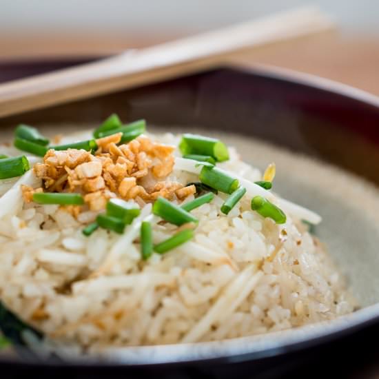 Garlic Fried Rice with Thai Basil - Recipe photo by wanderingchopstick