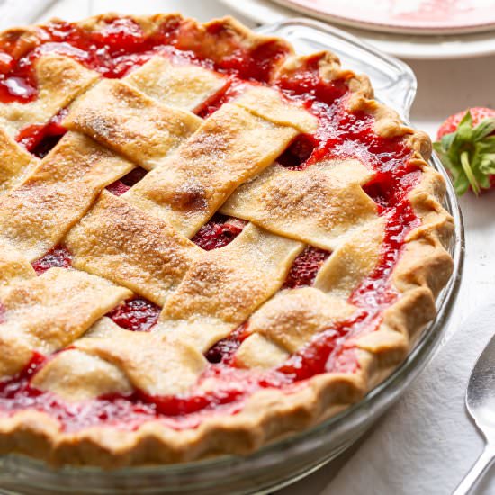 Strawberry Rhubarb Pie - Recipe photo by Savingroomfordessert
