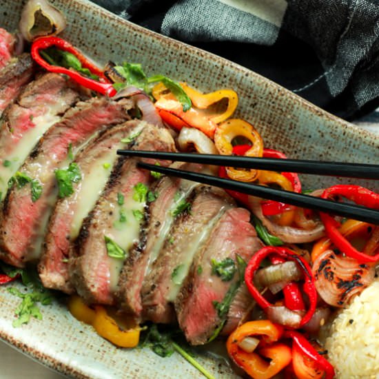 Grilled Beef with Green Curry Sauce - Recipe photo by asiancaucasian