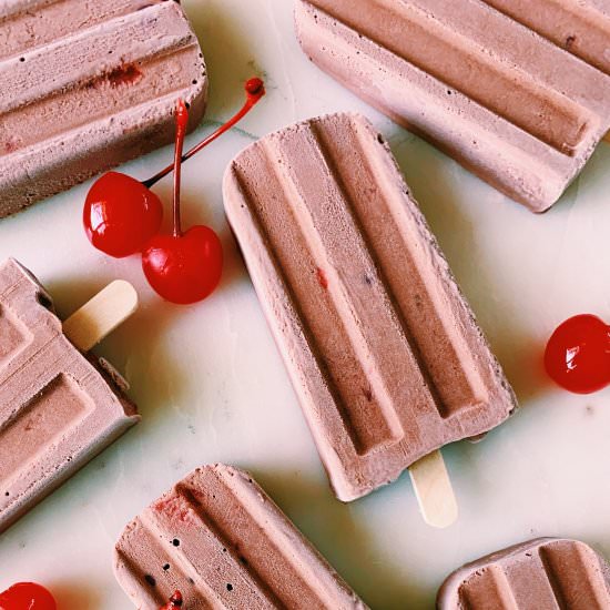 Cherry Fudgsicles with Greek Yogurt - Recipe photo by thefigjar