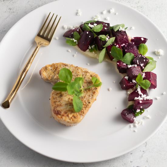 Swordfish with Roasted Beets - Recipe photo by ADashOfMacros