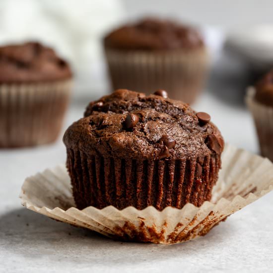 Vegan Double Chocolate Muffins - Recipe photo by ShortGirlTallOrder