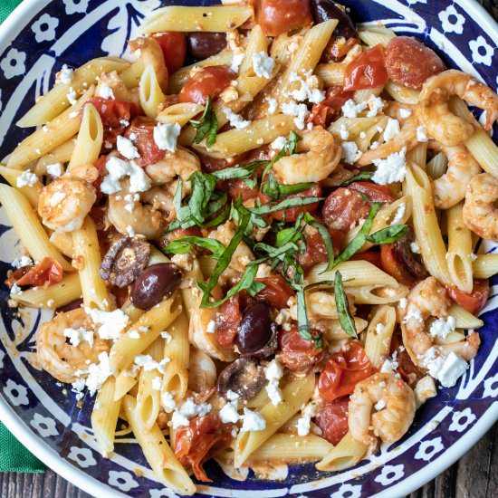 Shrimp Pasta with Tomatoes and Feta - Recipe photo by Chef Molly