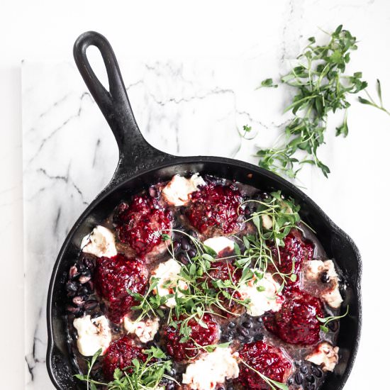 Raspberry Black Bean Meatball Bake - Recipe photo by @whitekitchen_redwine
