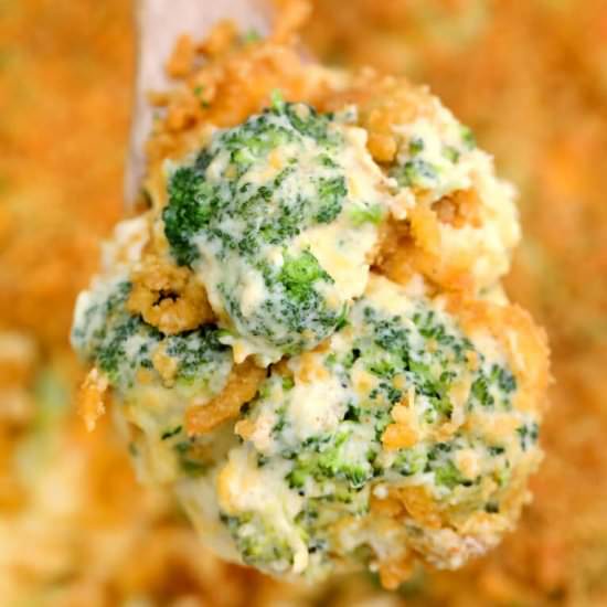 Cheesy Broccoli Casserole - Recipe photo by peasandpeonies