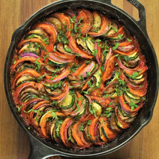 Layered cheesy ratatouille - Recipe photo by Lime Thyme