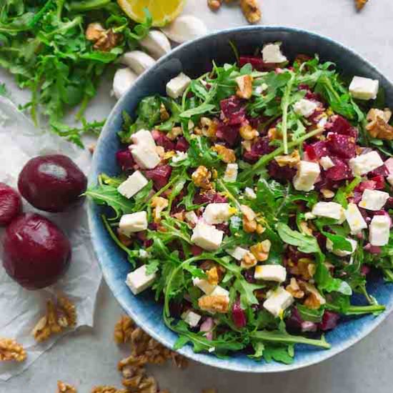 Arugula beet salad with feta - Recipe photo by HereToCook