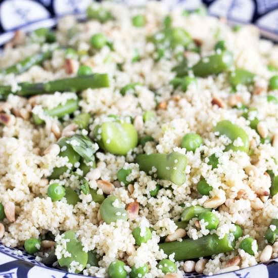 Couscous, asparagus and broad beans - Recipe photo by Mandy Sneaky Veg