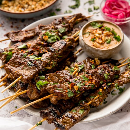 Grilled Beef Satay - Recipe photo by KitchenSanctuary