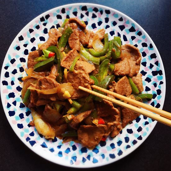 Stir-Fry Beef with Green Peppers - Recipe photo by cookcookgo