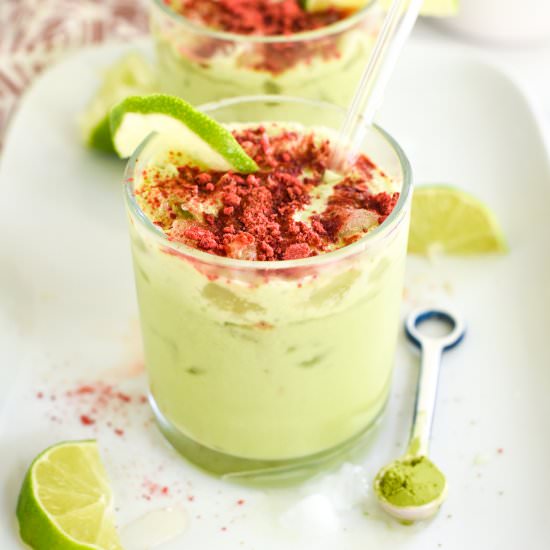 Strawberry-Lime Iced Matcha Latte - Recipe photo by mymoderncookery