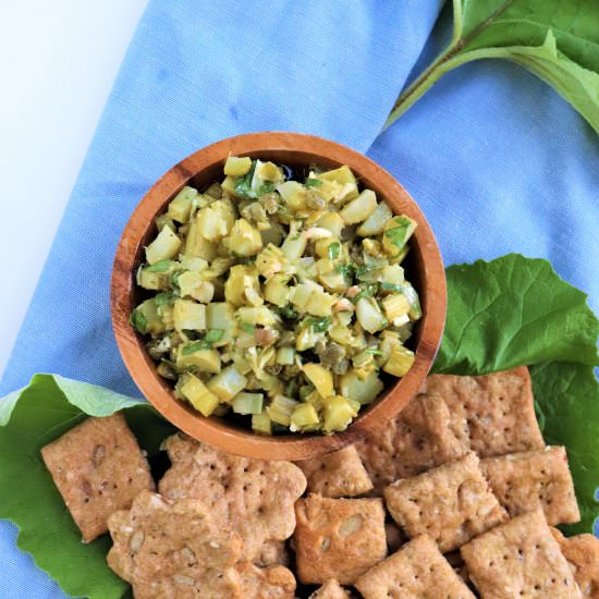 Briney Burdock Stalk Tapenade - Recipe photo by veryveganval