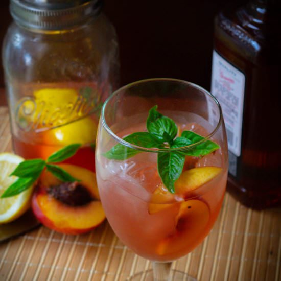 Nectarine and Basil Bourbon Spritz - Recipe photo by JawnsICooked