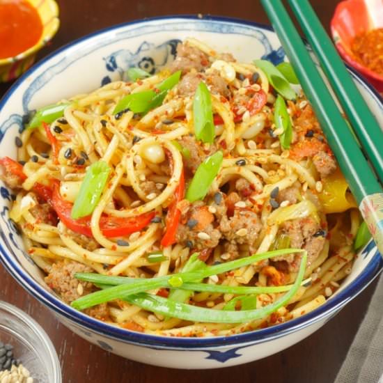 Cumin Lamb Indo-Chinese Noodles - Recipe photo by MyIndianStove
