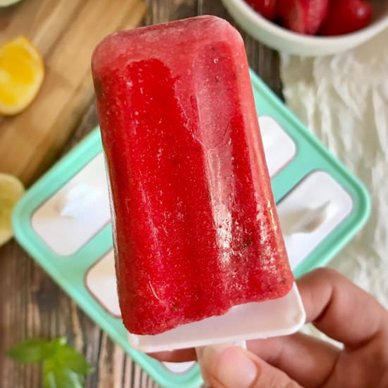 Sugar-Free Strawberry Popsicles - Recipe photo by No Sweat Vegan