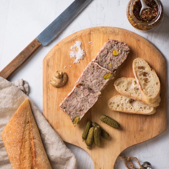 Country Pate with Pistachios - Recipe photo by TheFrayedApron