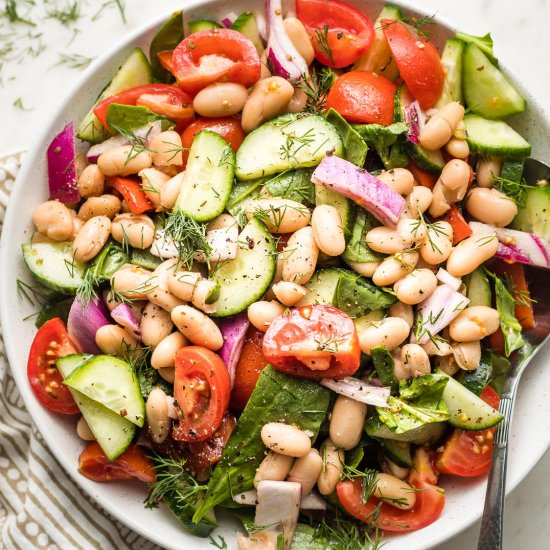 White Bean Tomato Cucumber Salad - Recipe photo by nourishandfete