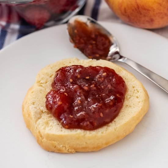 Raspberry Peach Jam - Recipe photo by TheRedheadBaker