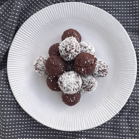 Chocolate and Coconut Bliss Balls - Recipe photo by ATastyKitchen