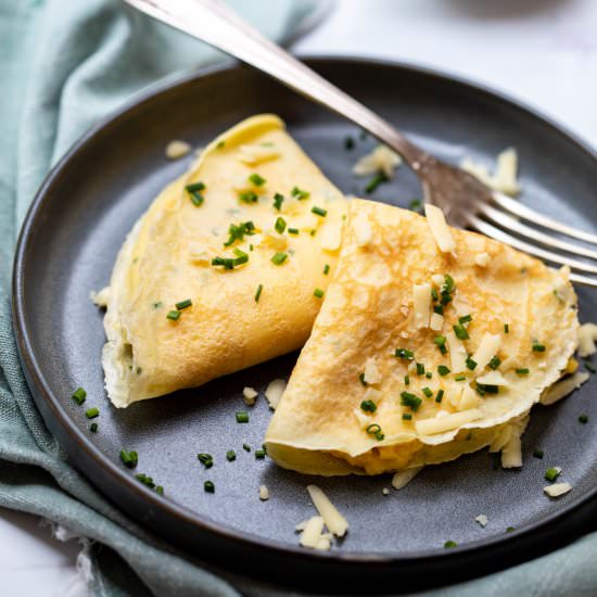 French Crepes with Eggs and Cheddar - Recipe photo by Chef Molly