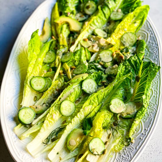 Tahini Ranch Romaine Salad - Recipe photo by ThreeTeasKitchen