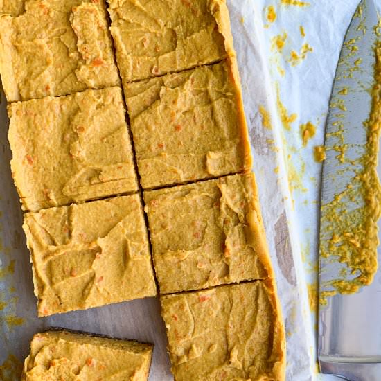 Vegan Pumpkin Cheesecake Bars - Recipe photo by livlabelfree