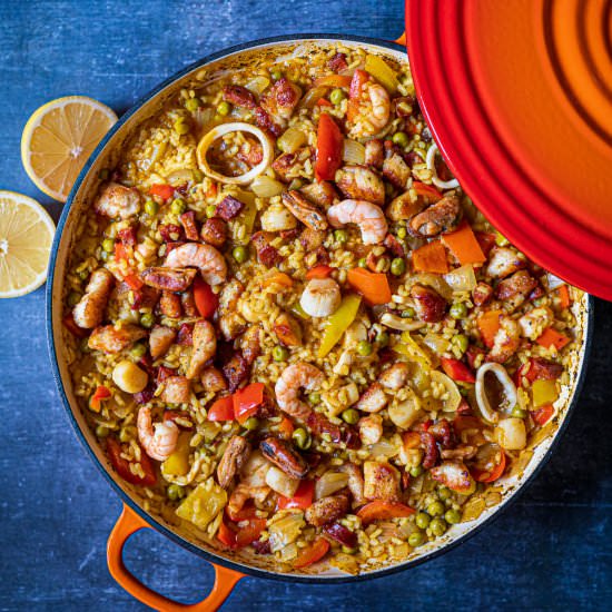 Easy Seafood Chicken Paella - Recipe photo by skinnyspatula