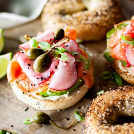 Everything Bagels with Smoked Trout - Recipe photo by jaimieeats