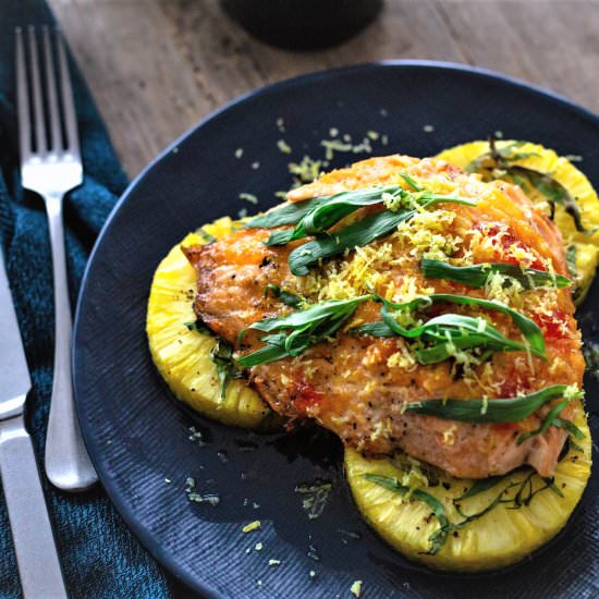 Roasted Pineapple Salmon - Recipe photo by themintytomato