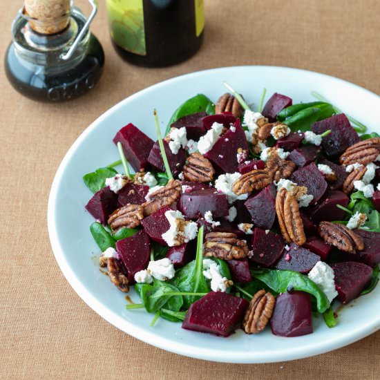 Spinach Beet Salad with Goat Cheese - Recipe photo by Chef Molly