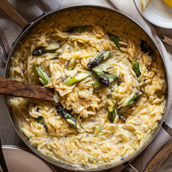 Creamy Asparagus Orzo - Recipe photo by rhubarbandcod