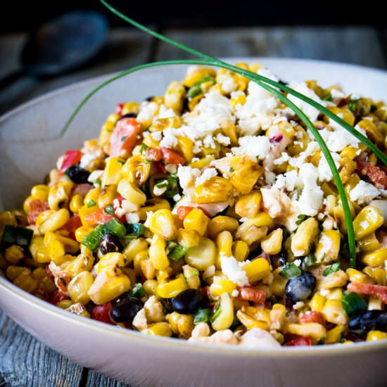 Easy Mexican Street Corn Salad - Recipe photo by TheDeliciousSpoon